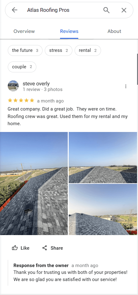 google reviews for roofers