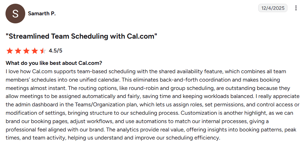 Samarth’s review of Cal.com