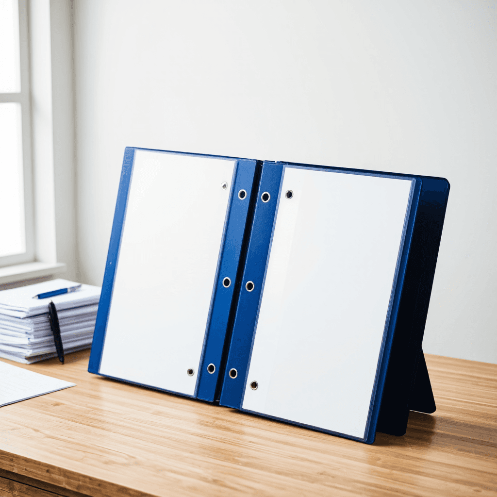 product photography of a set of display view binders for organizing documents