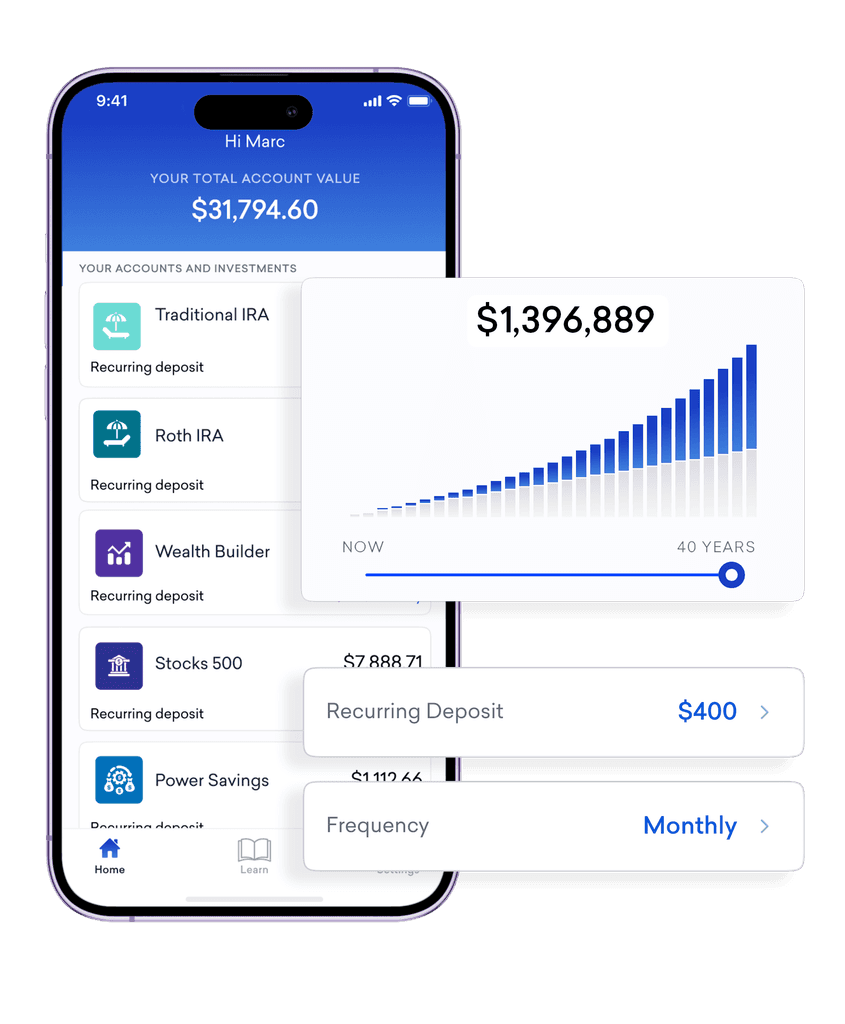 Beanstox mobile app showing projected growth