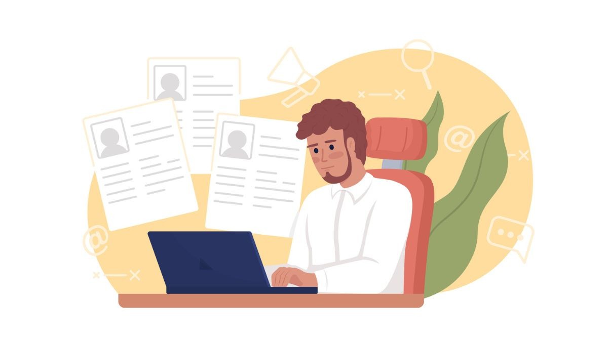 Illustration of a person surrounded by symbols like a question mark, light bulb, gears, and puzzle pieces.