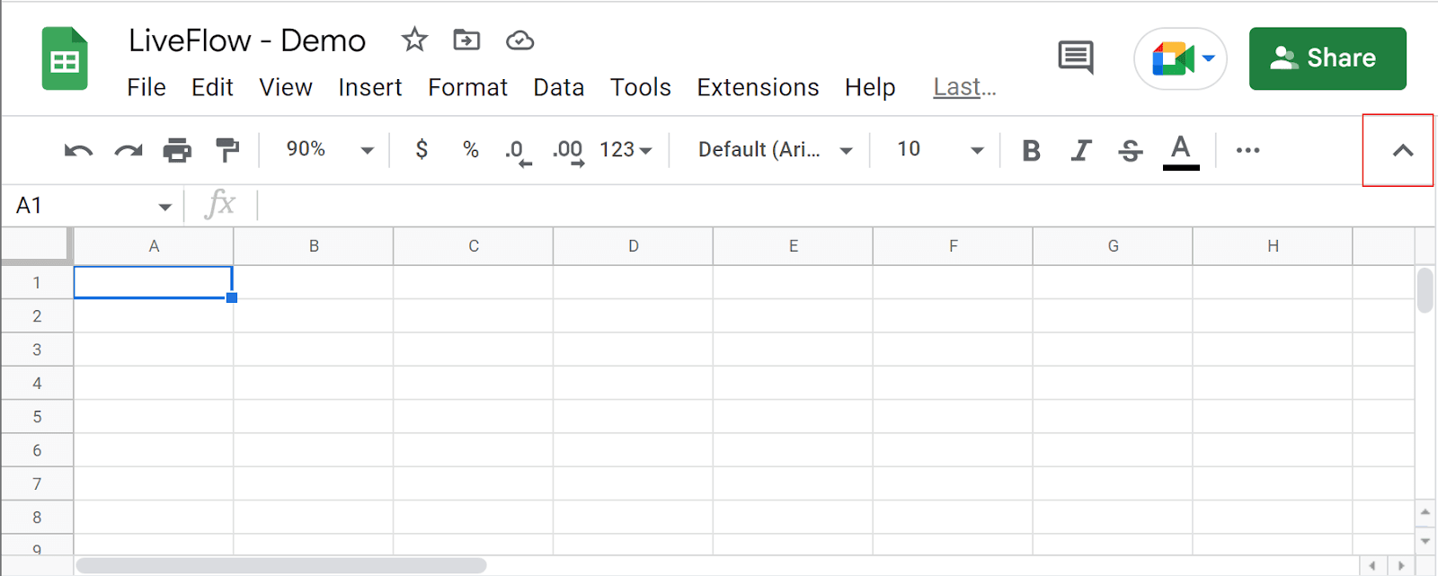 How to show the toolbar missing without a shortcut