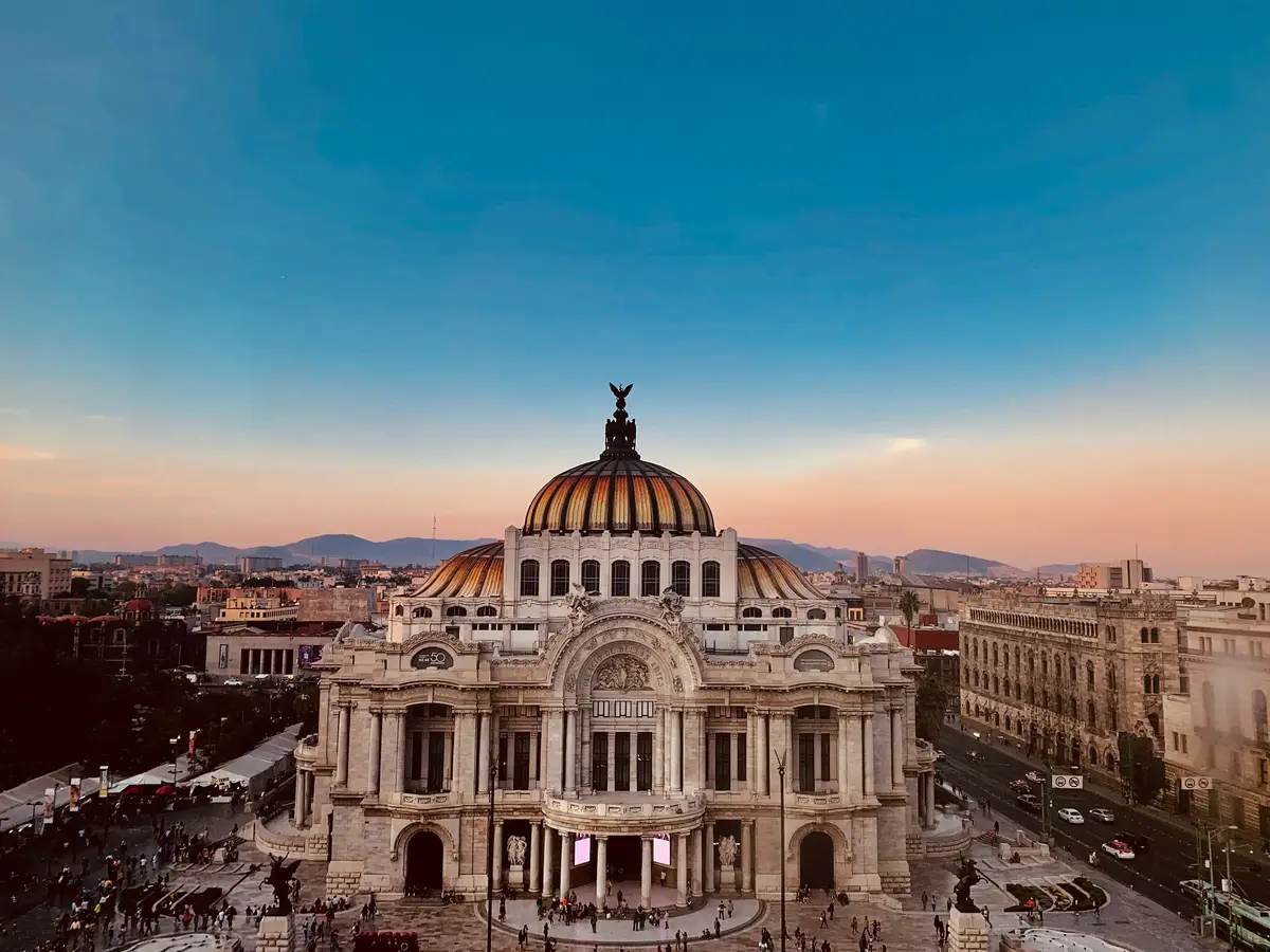 Palacio de Bellas Artes at sunset in Mexico City