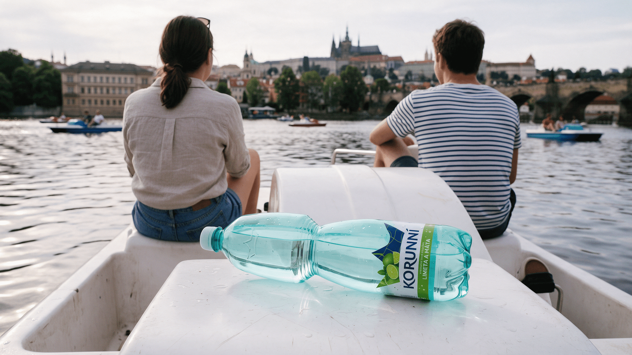 Korunní mineral water rebrand across bottles and brand communication