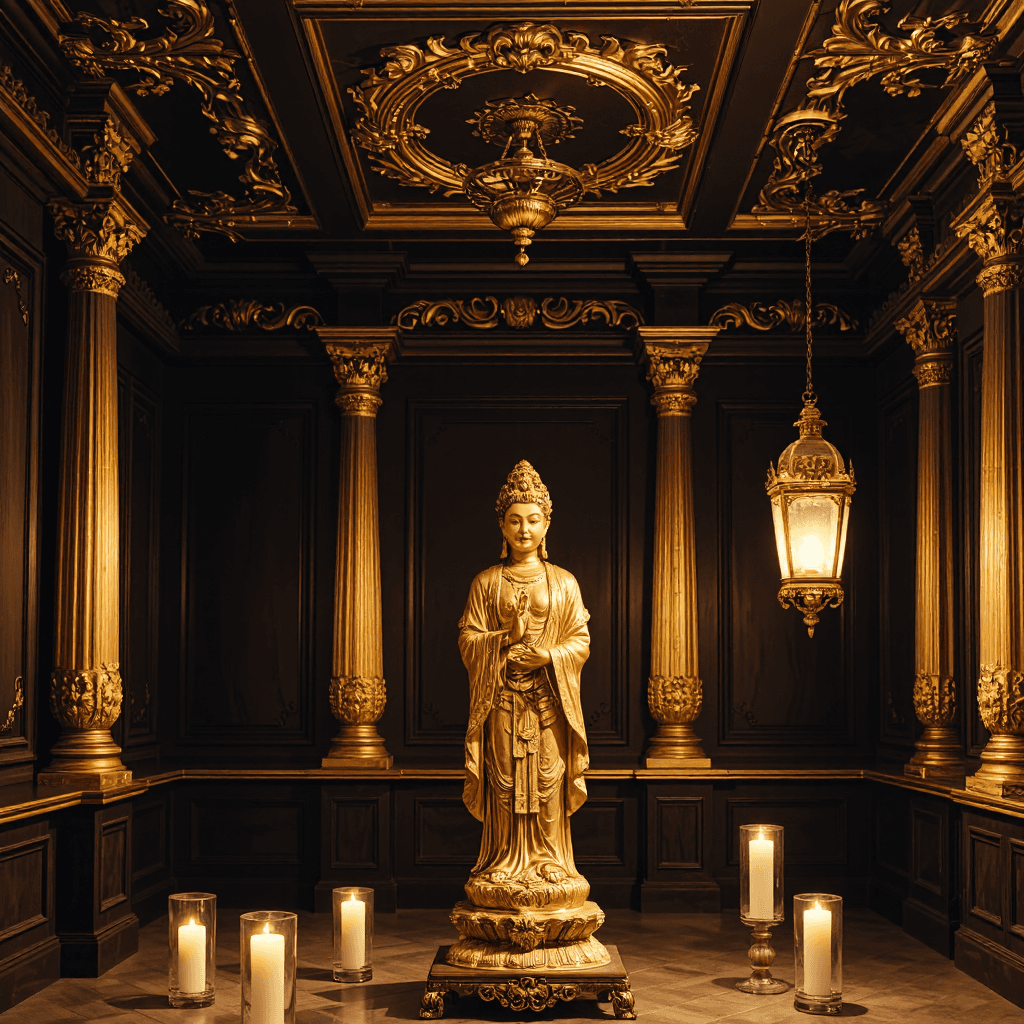 product photography of golden statue