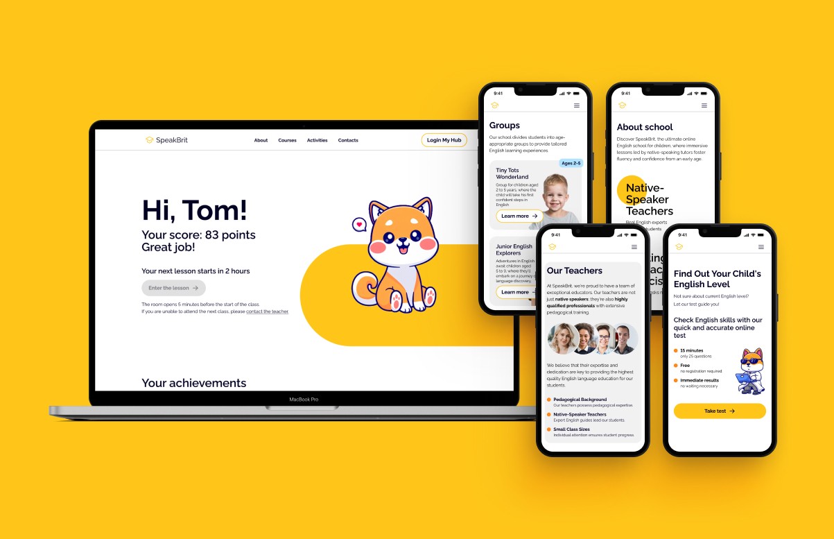 Responsive web design for online English school