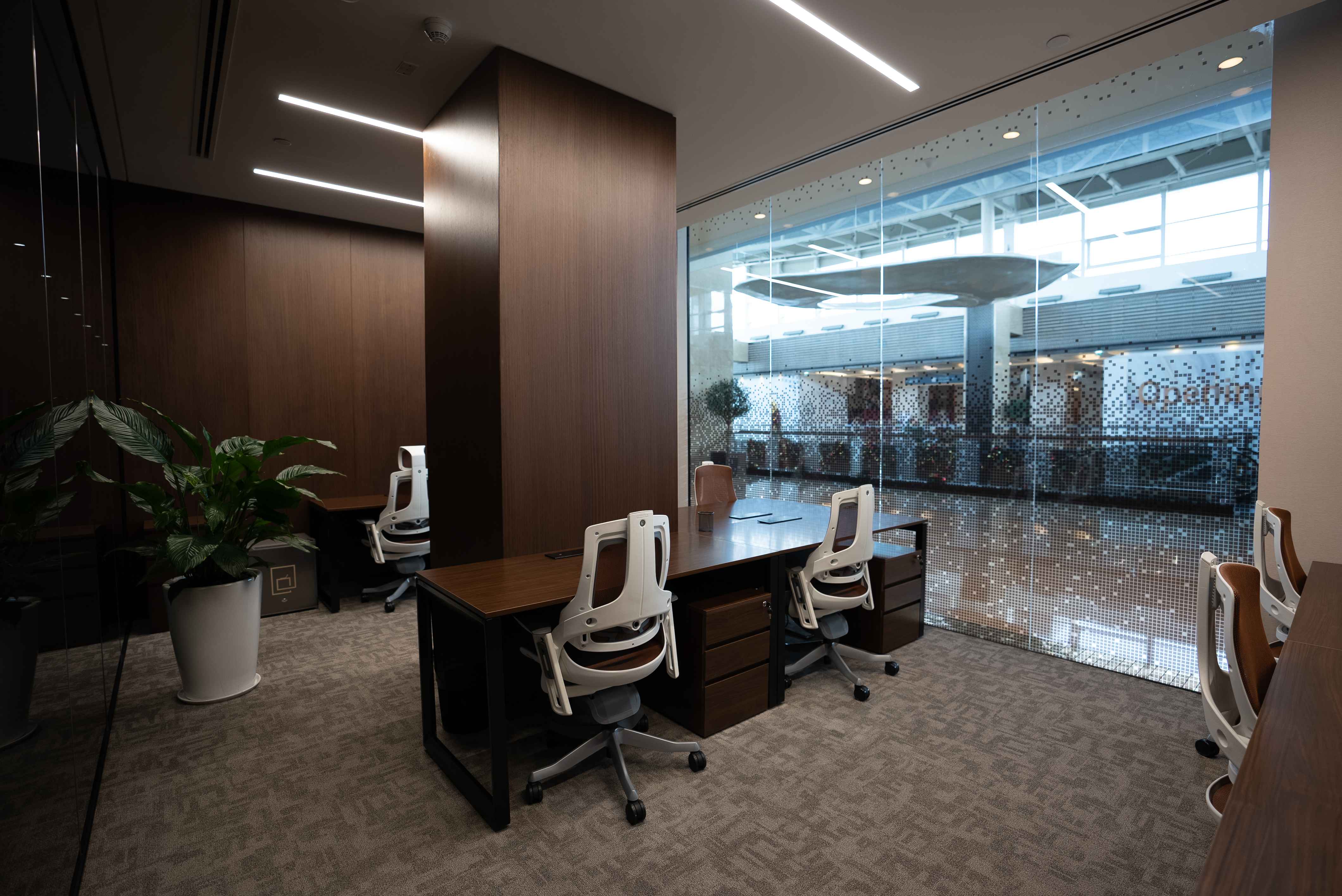 Virtual office with eco-friendly workspace and energy-efficient technology