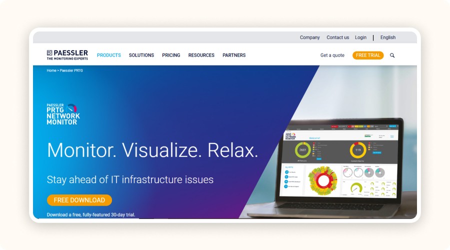 PRTG Network Monitor’s homepage