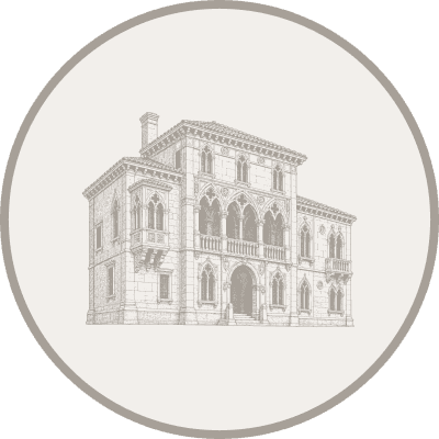 Engraved illustration of an ornate Italian villa