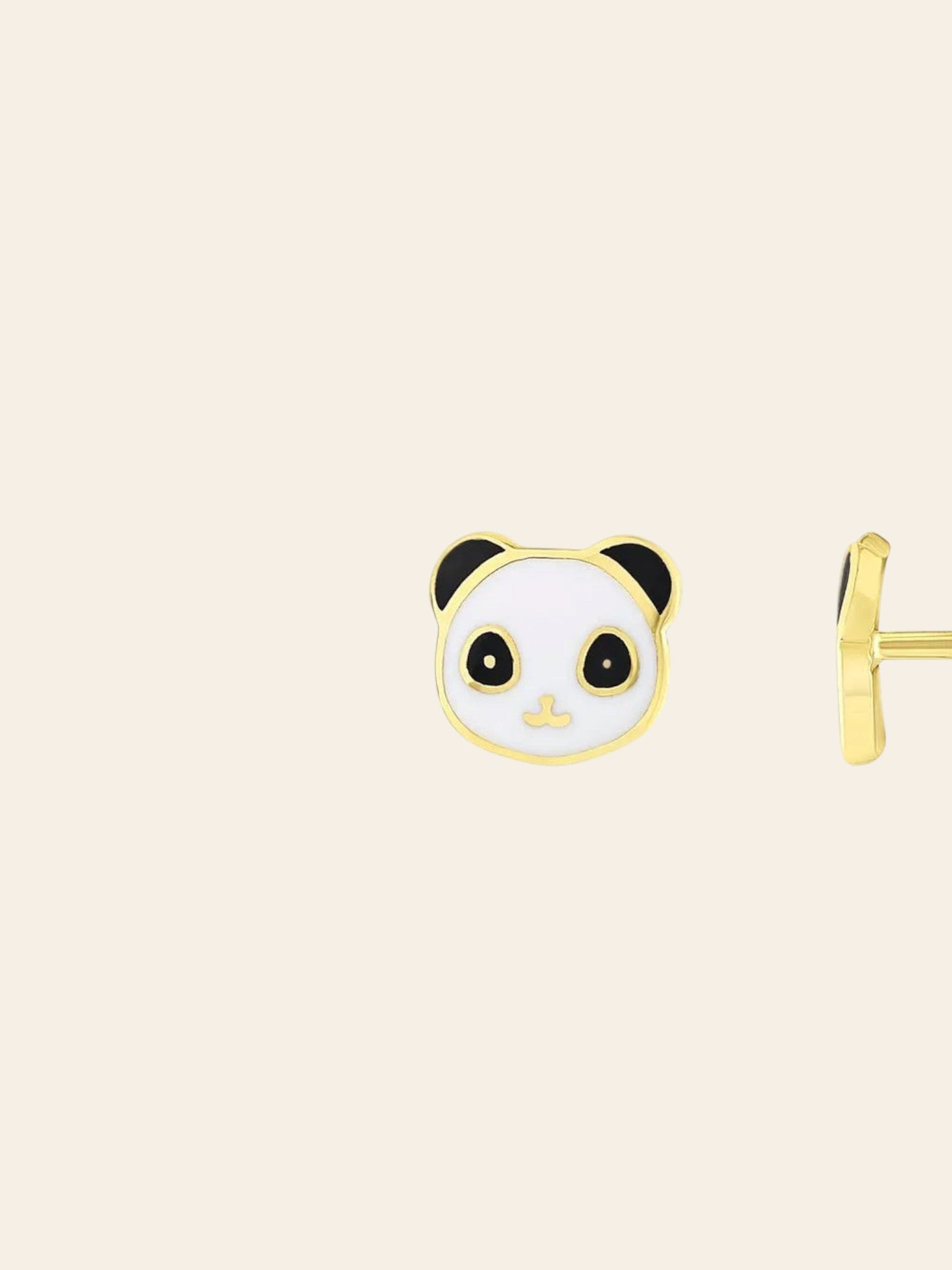Sevimli Panda Figürlü 14 Ayar Altın Çocuk Küpe Modeli