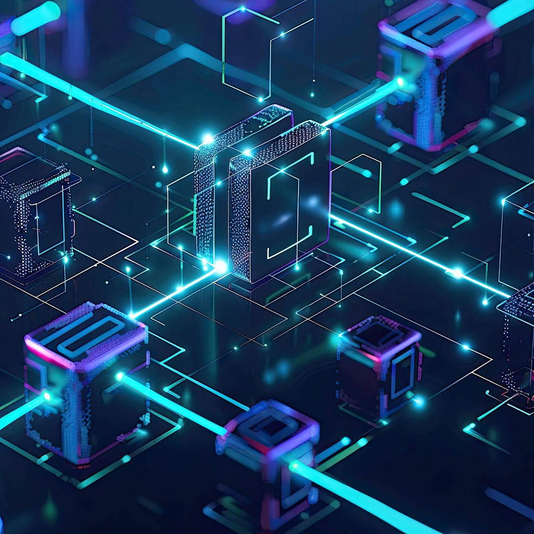 3D representation of microchip connections.