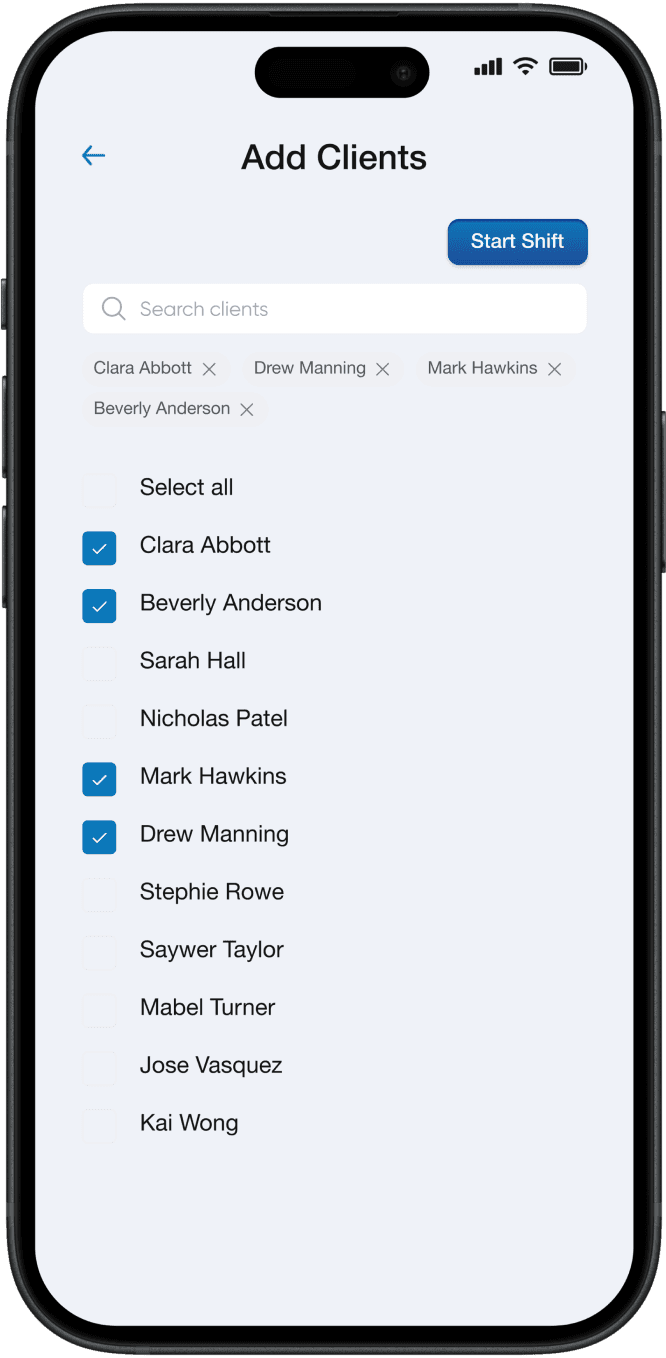 Impromptu shifts in mobile app.