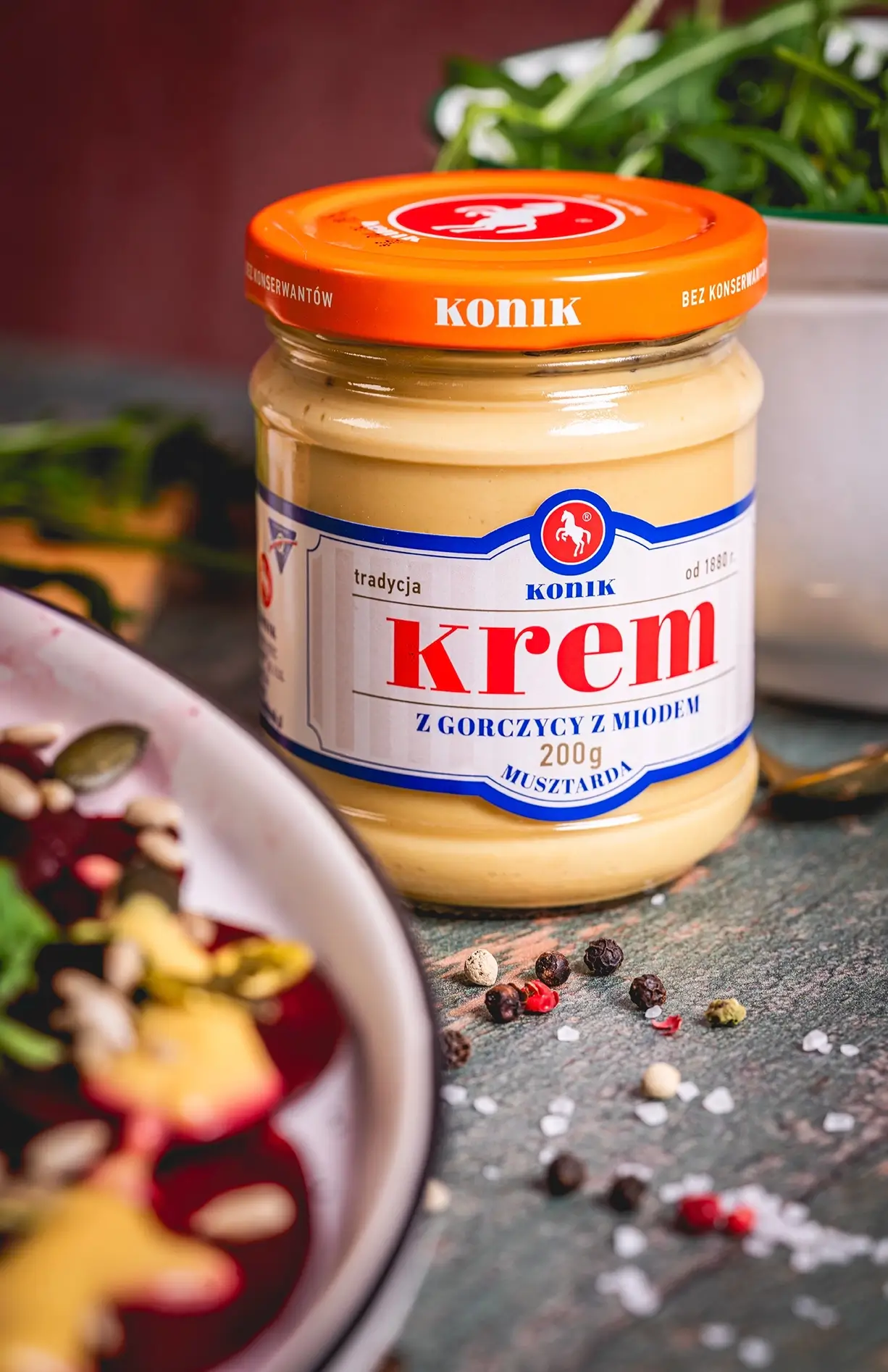 Słoik Kremu z Gorczycy z Miodem Konik