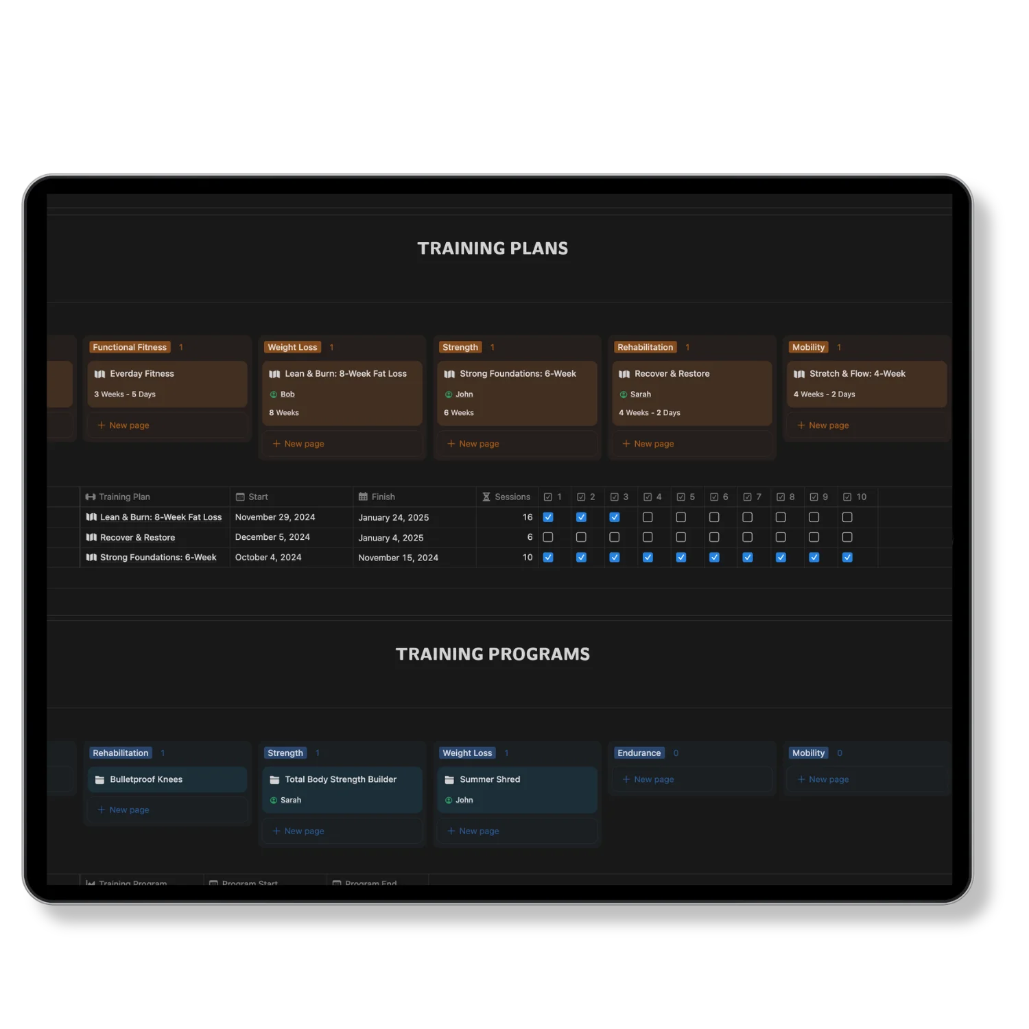 personal trainer workout program