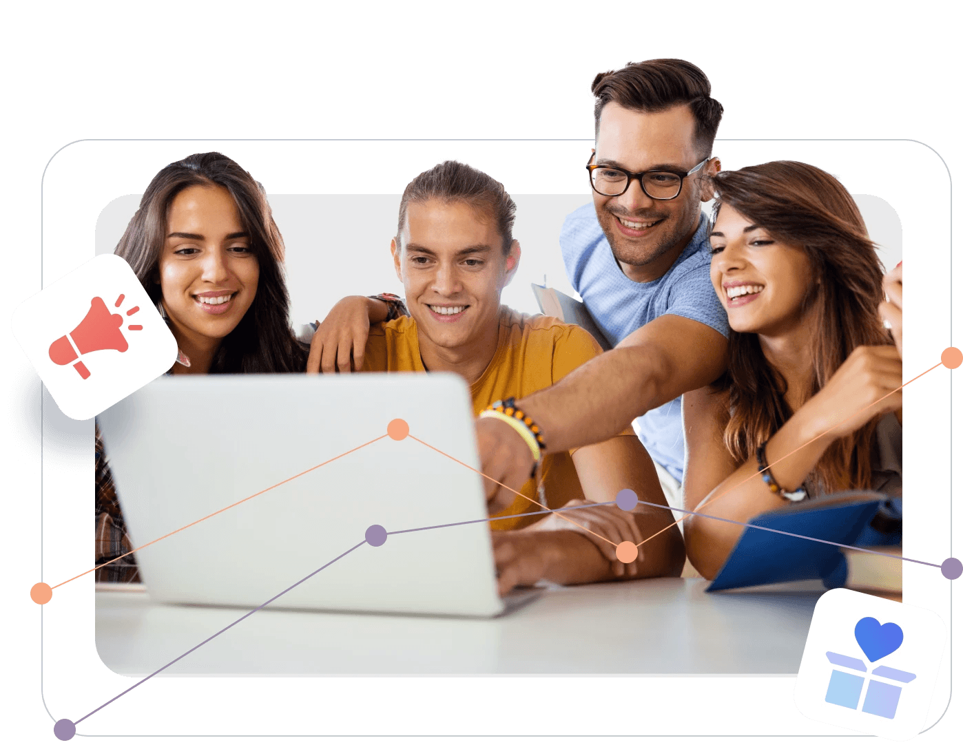 Diverse team collaborating around a laptop - best alumni networks colleges