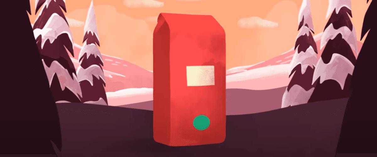 An animated scene of a product package in a snowy landscape, representing the benefits of short animated videos for business success.