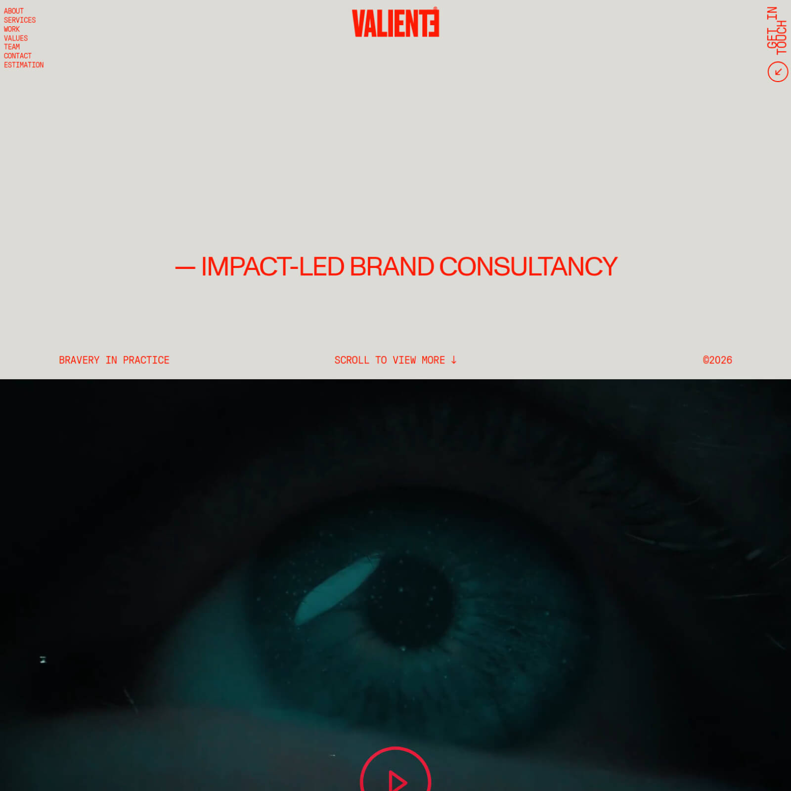 Valiente Brands hero section