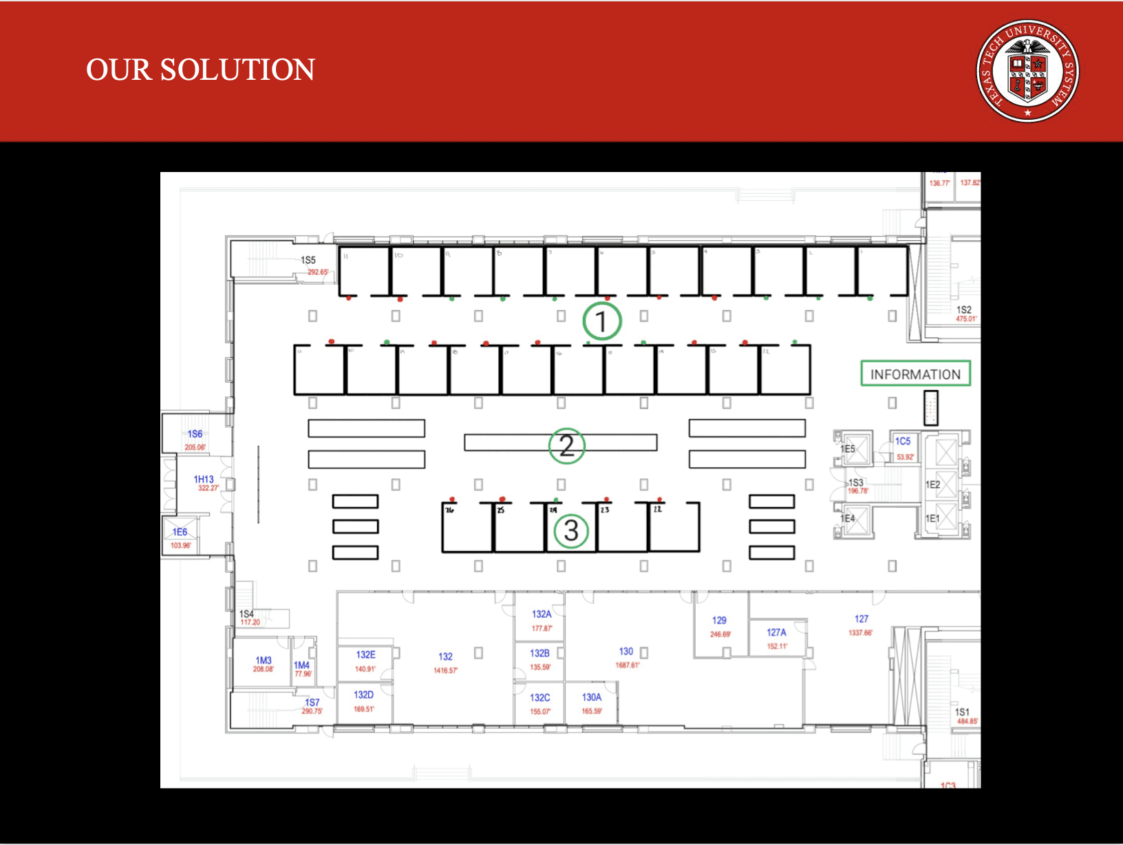 Proposed layout of the first floor that offers more group study spaces.