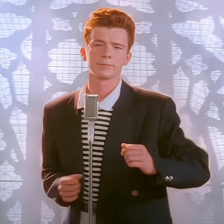 A screen grab from Rick Astley’s ‘Never gonna give you up’.