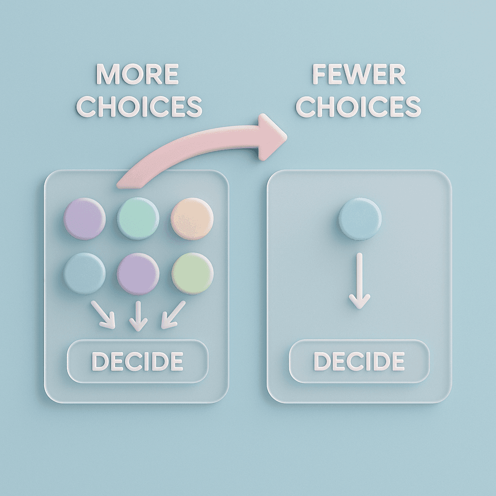 Hick's law example in UX