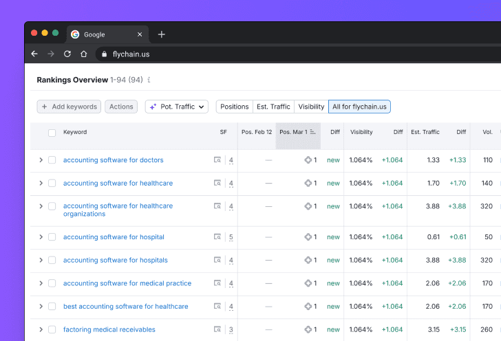 Flychain AI Visibility project screenshot