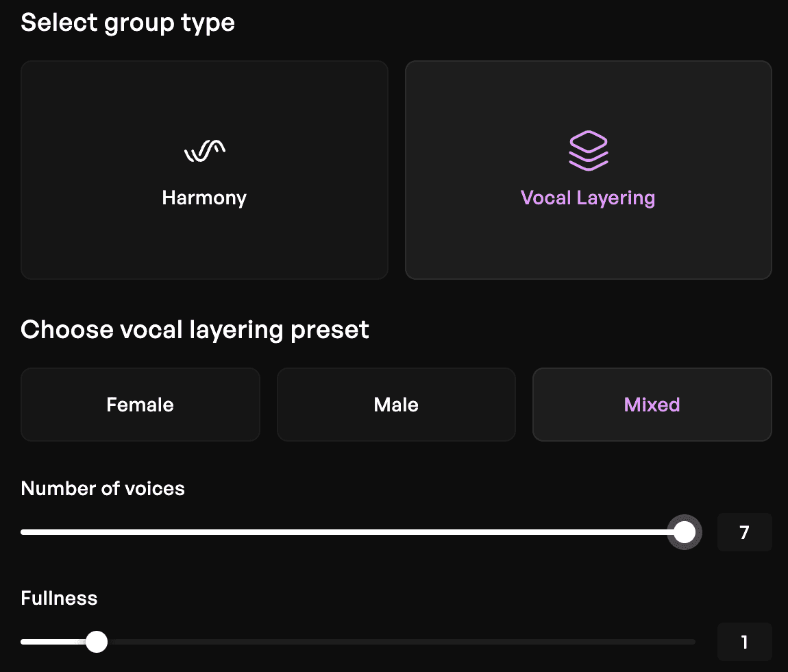Kits harmony and vocal layering group type