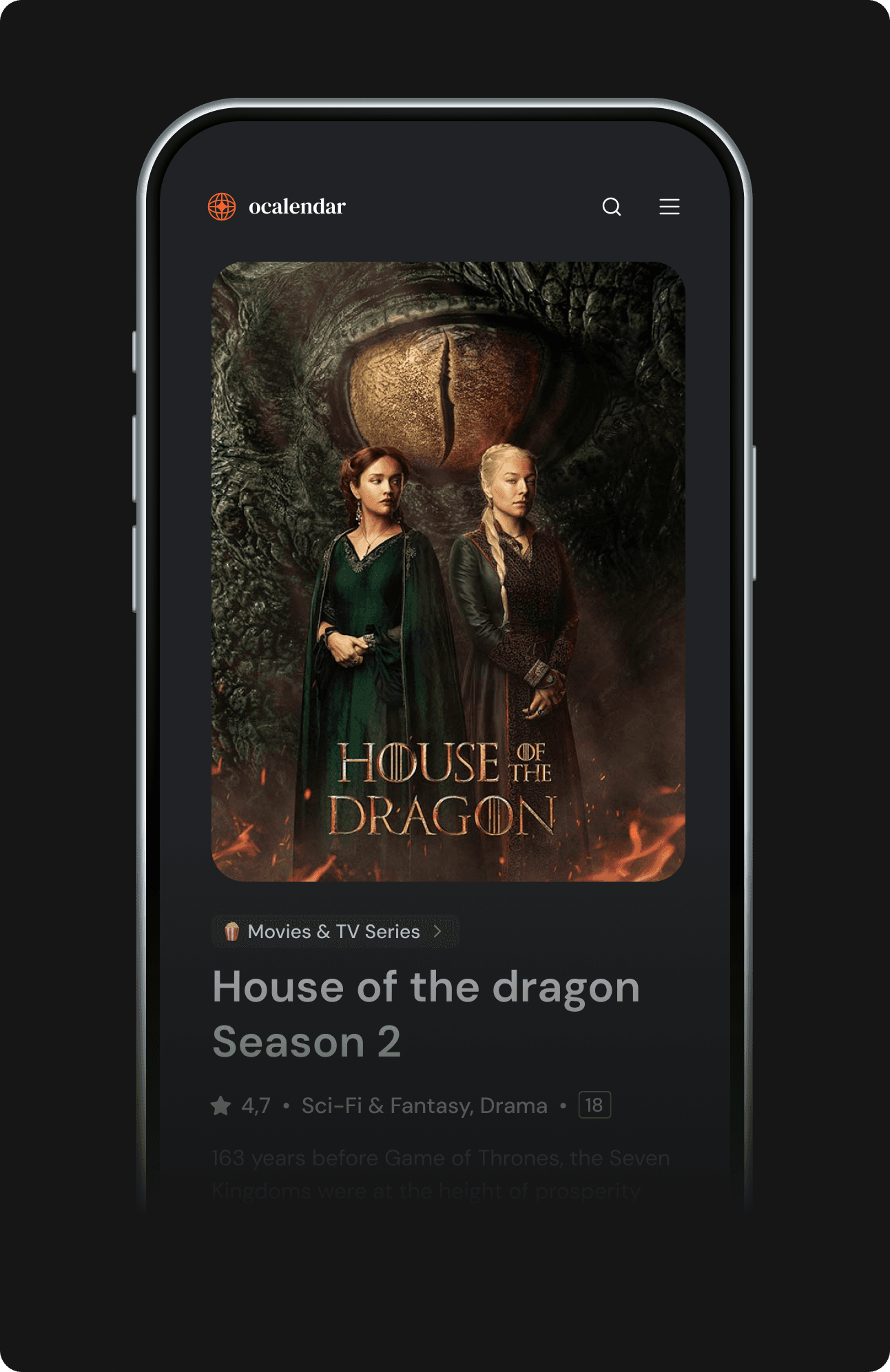 movies and tv series details page - cover and title