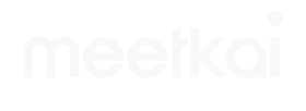 meetkai logo in white sans-serif text on a black background.