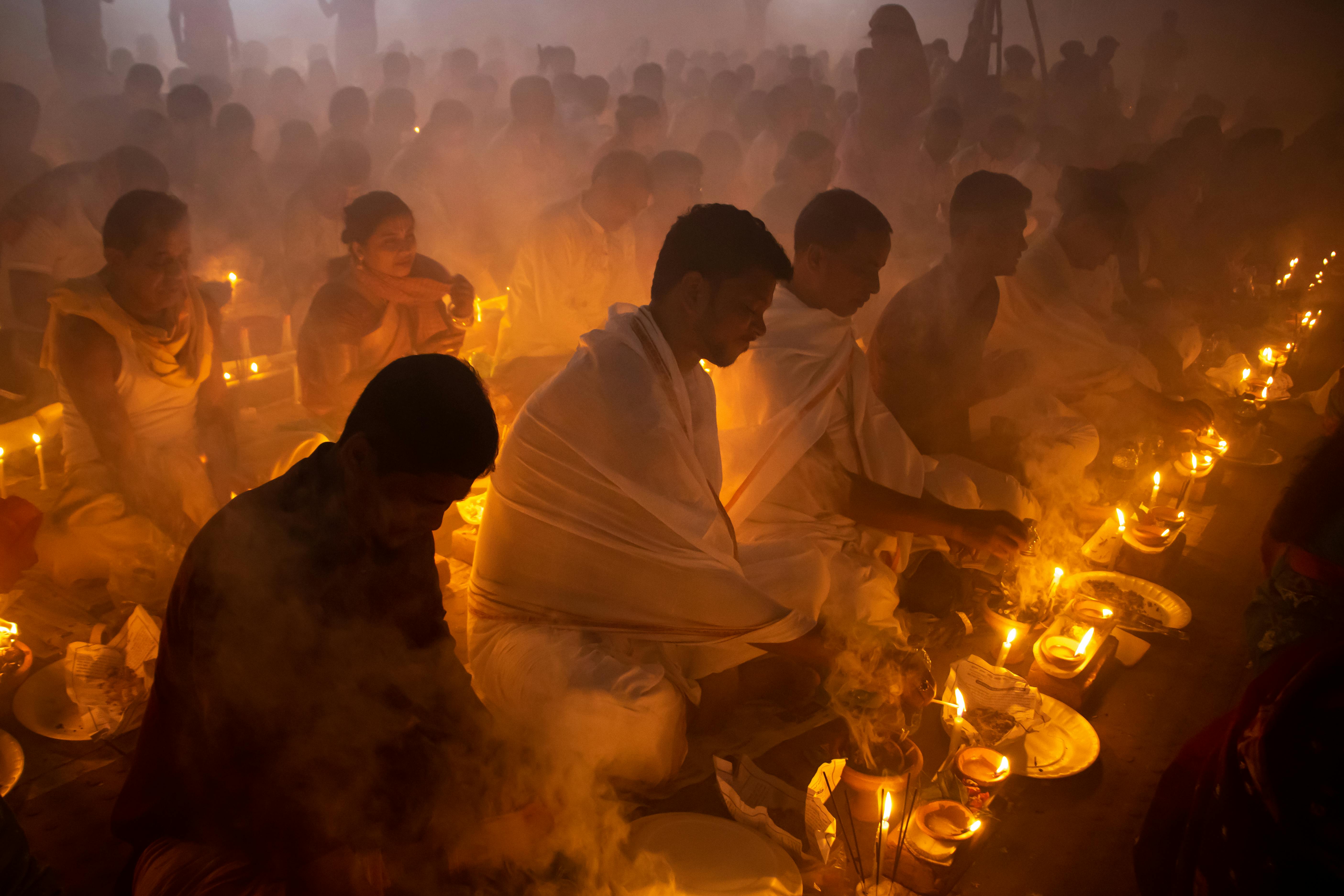 People attending vedic ritual