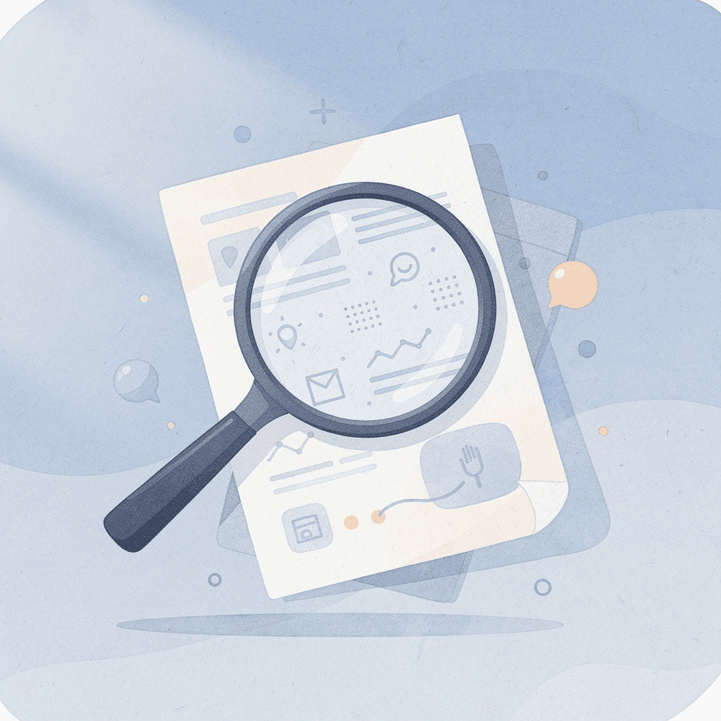 Magnifying glass examining evaluation criteria representing thorough analysis of prop firm requirements