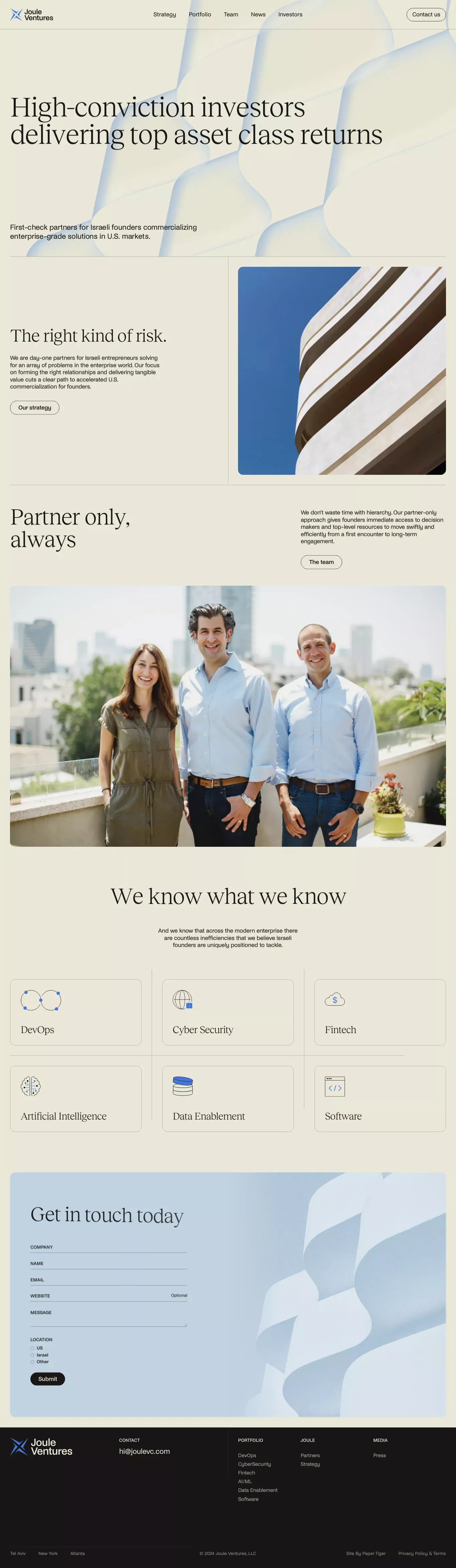 Joule Ventures landing page screenshot showcasing Finance design