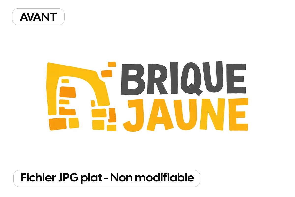 Logo généré par IA représentant le nom « Brique Jaune » avec un symbole graphique en forme de briques.