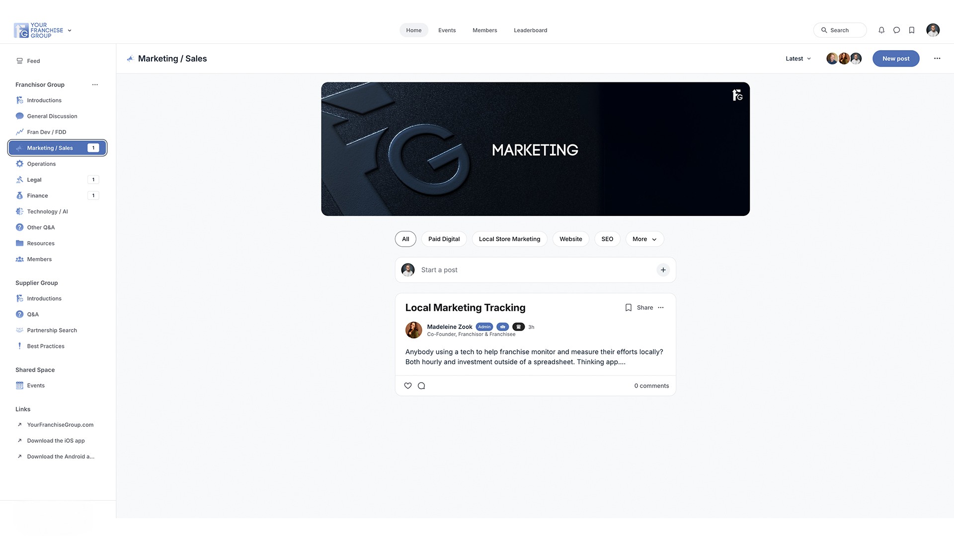 Screenshot of Your Franchise Group Dashboard