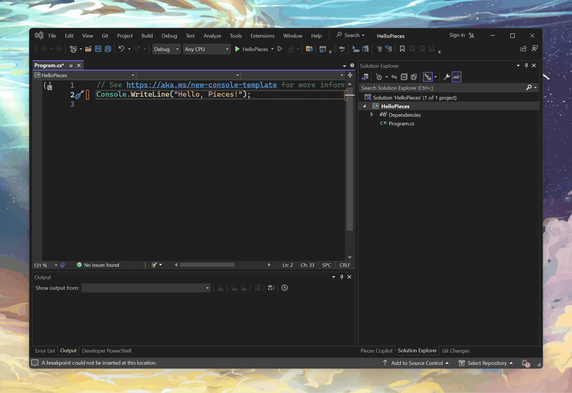 IDE view of the code.