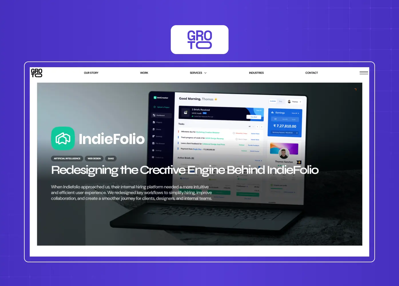 Portfolio website showcasing a UX/UI redesign case study with project highlights, visuals, and detailed design outcomes.