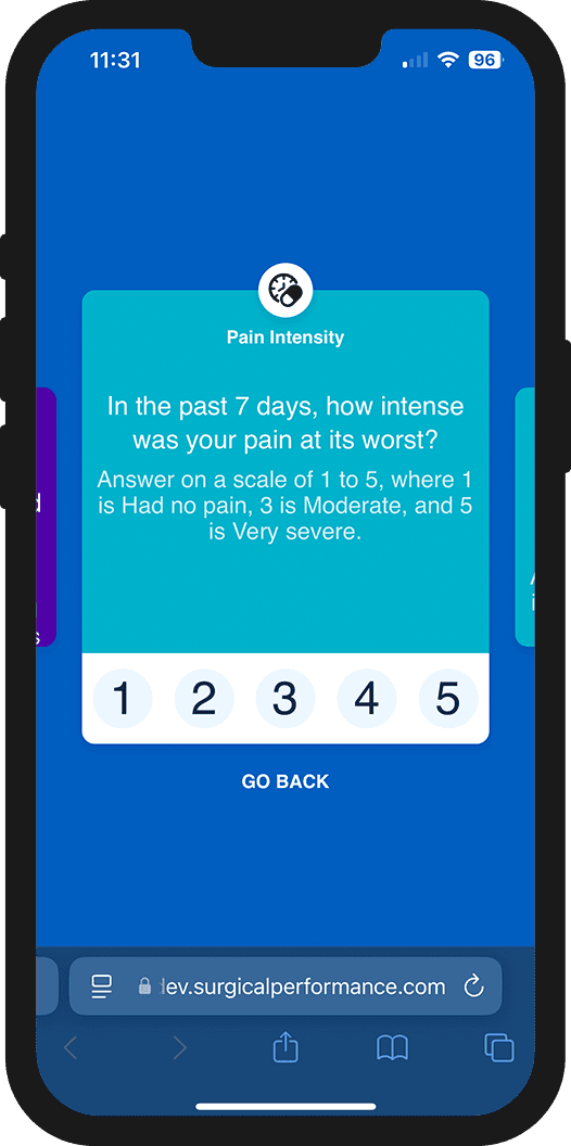 iPhone with PROMS Survey Screen