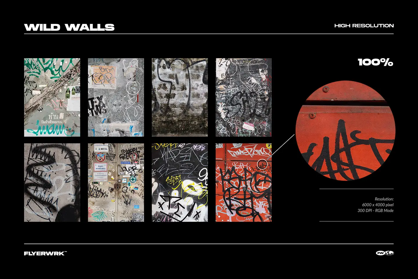Grid overview of high resolution wild walls urban backgrounds including forty unique street photography textures