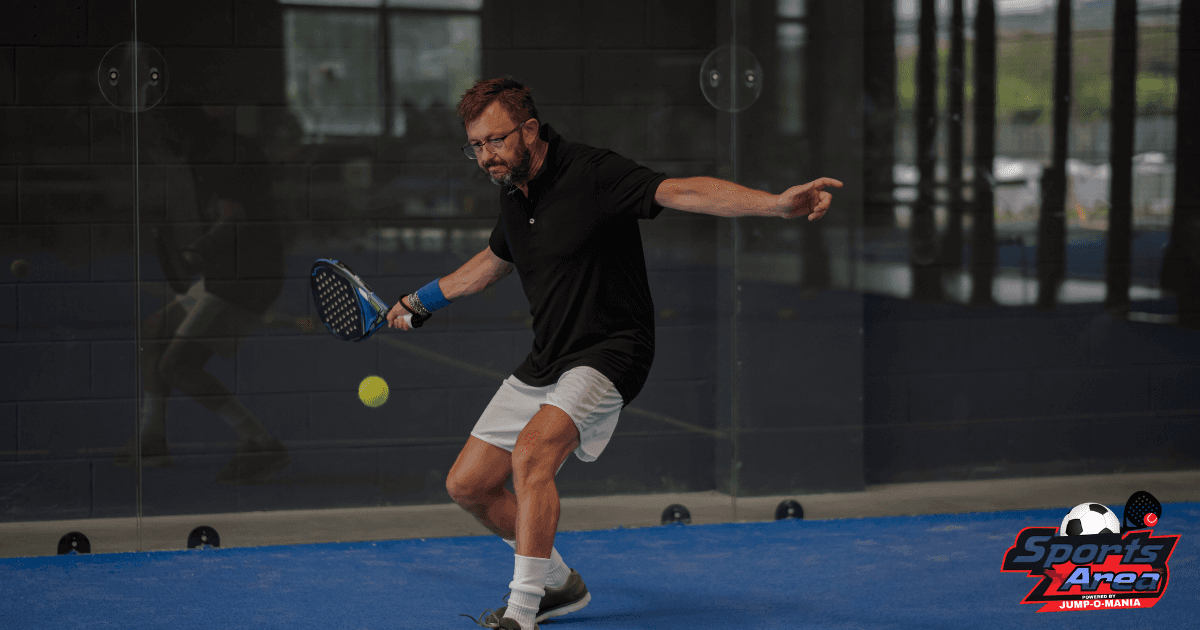 Drone shot of a running track at night