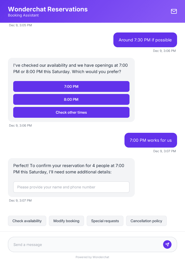 Reservation AI Agent Template for Automated Bookings