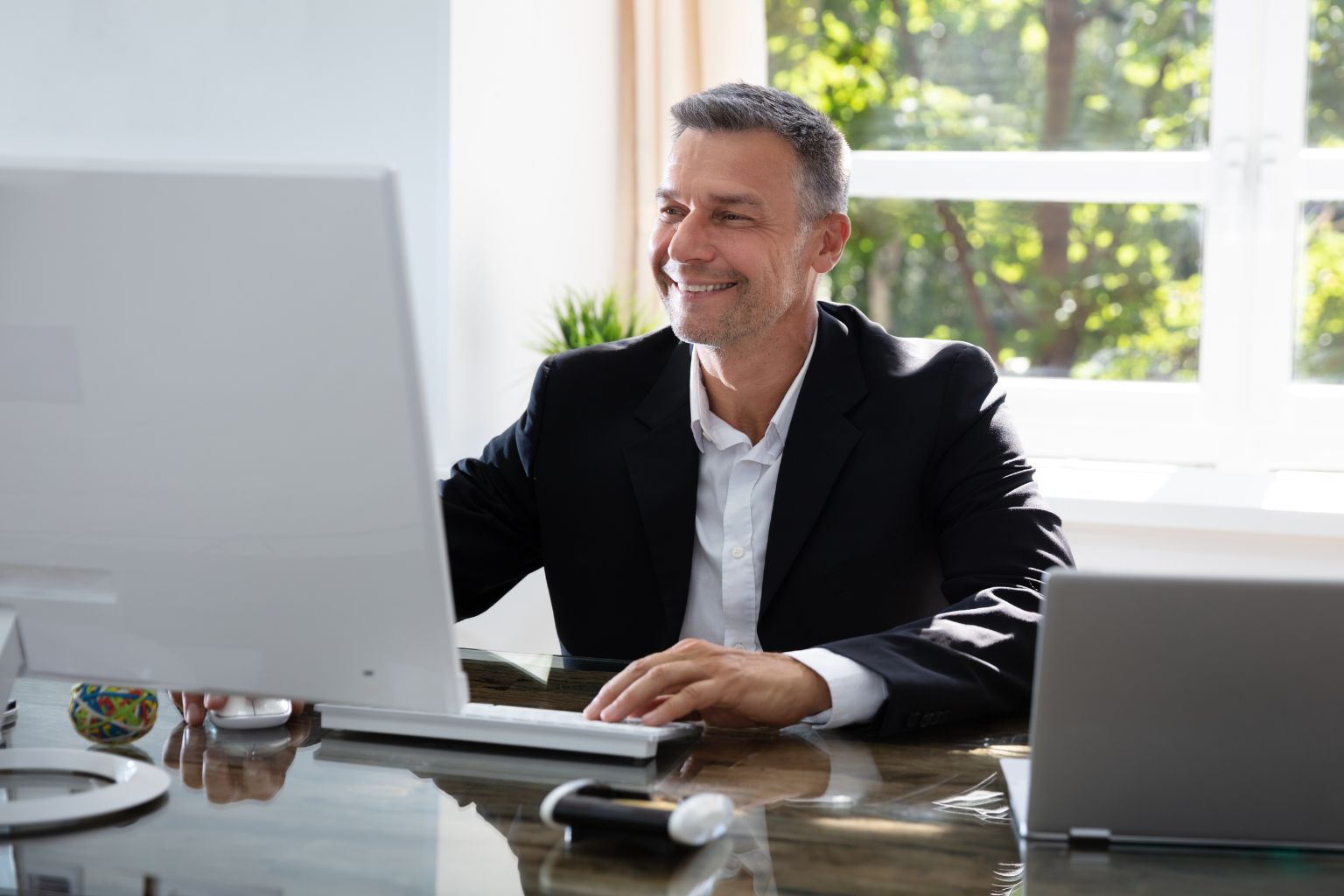 Person working in front of a  computer