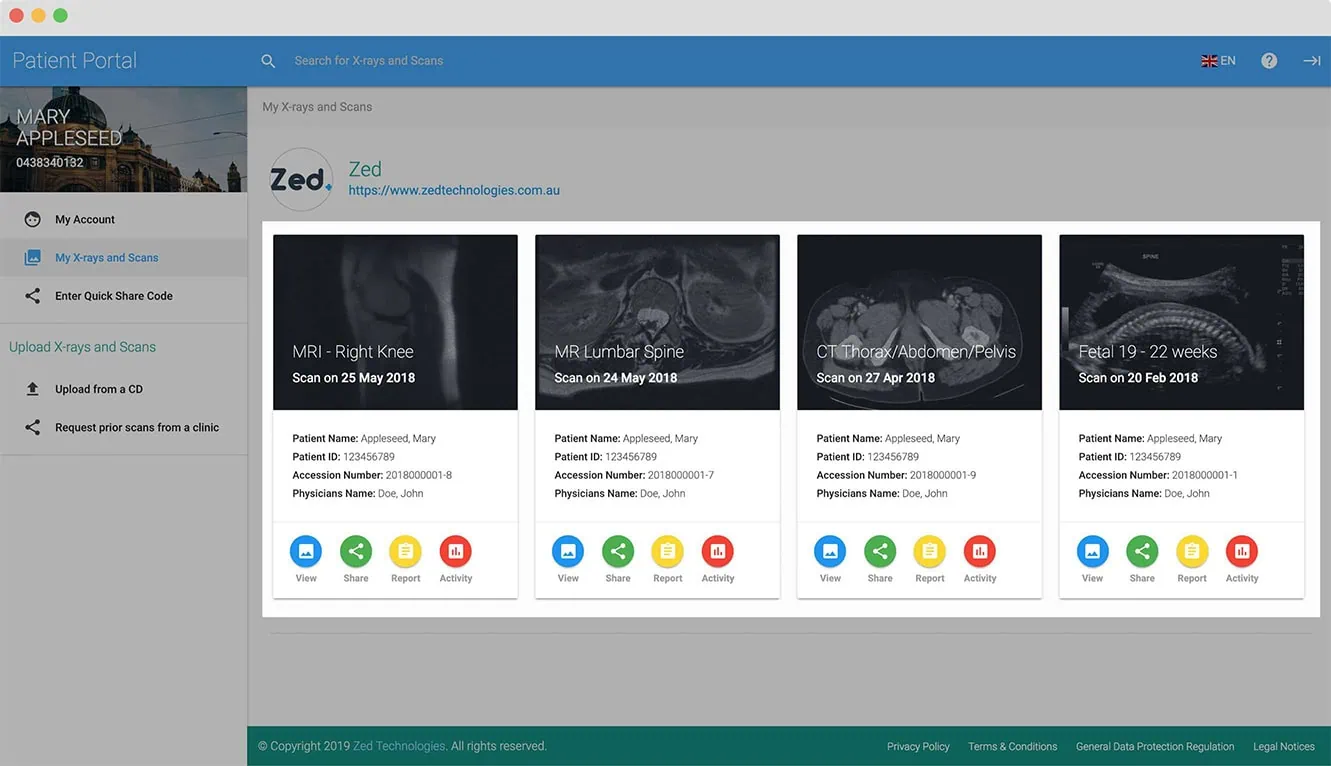 Zed Patient — patient medical imaging app