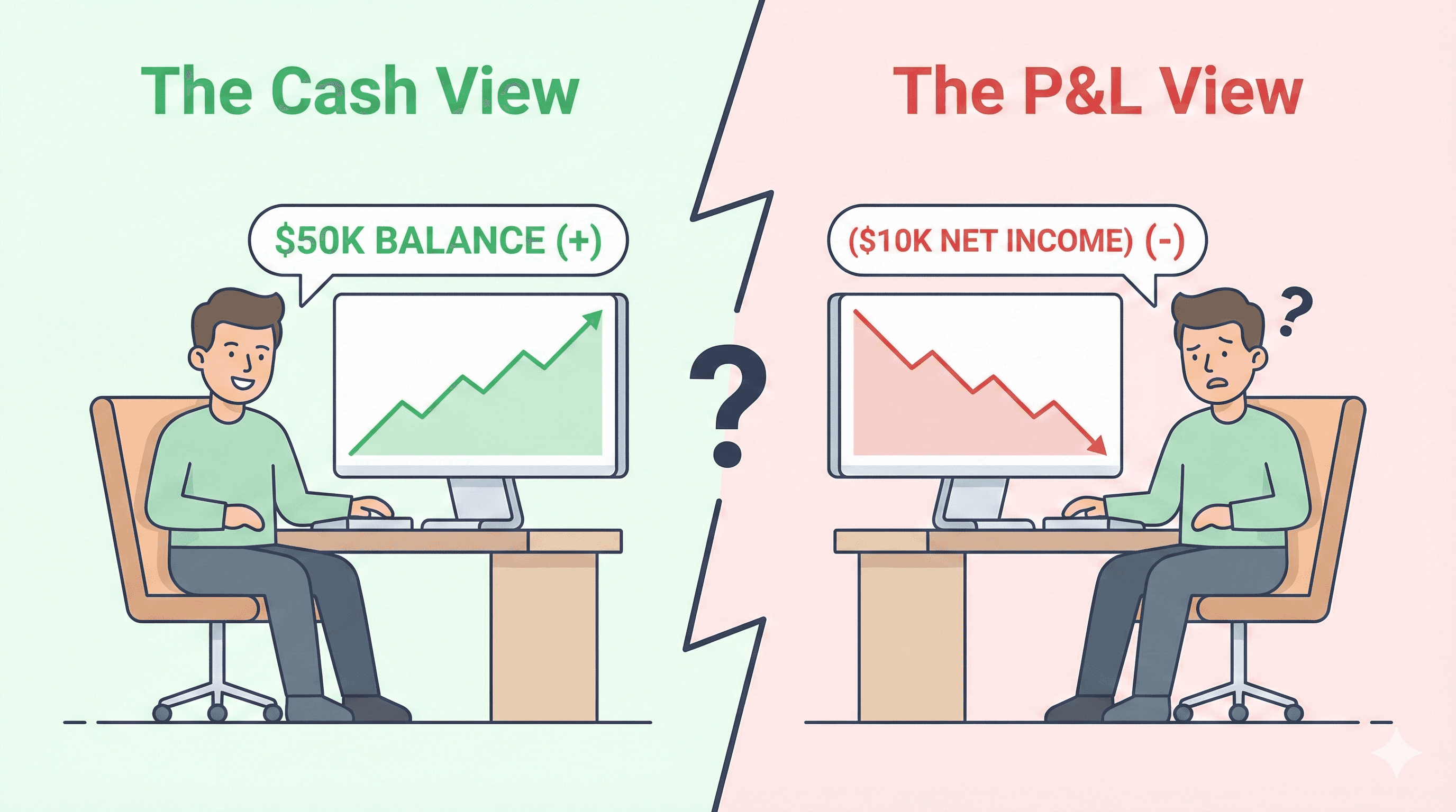 Startup accounting disconnect between cash flow and P&L profit