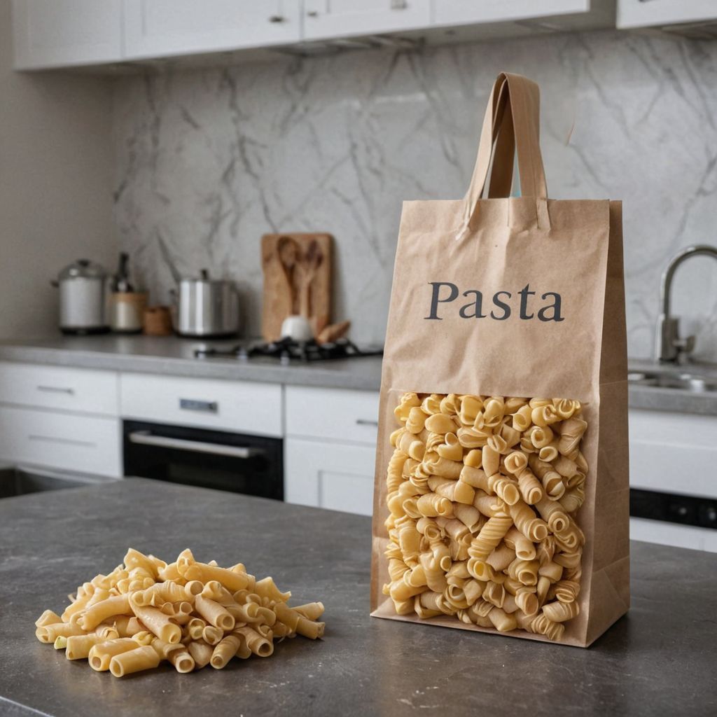Pasta on a table in a modern kitchen, made with Caspa AI