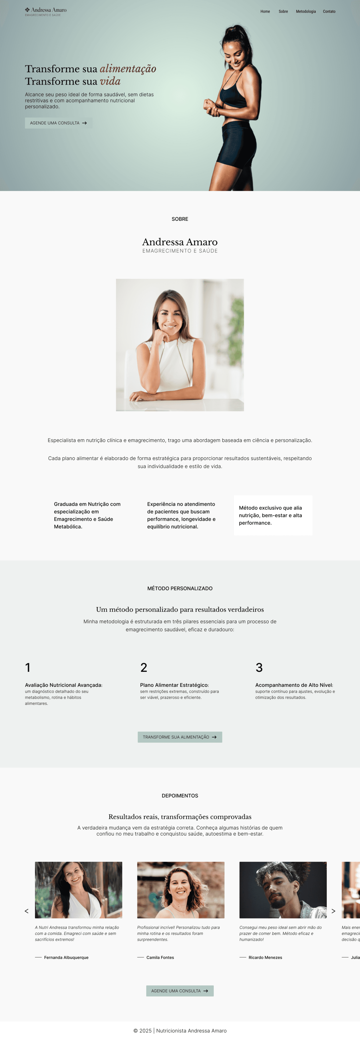 Projeto de site institucional para nutricionista.