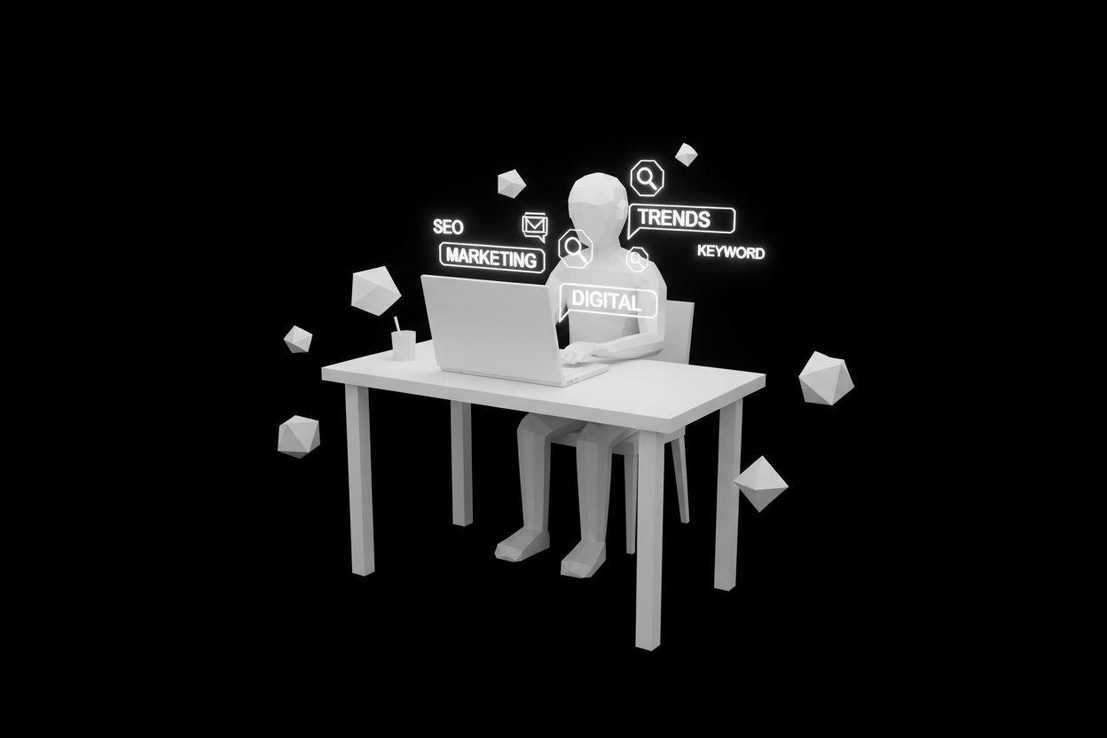 Keyword research planning on a laptop