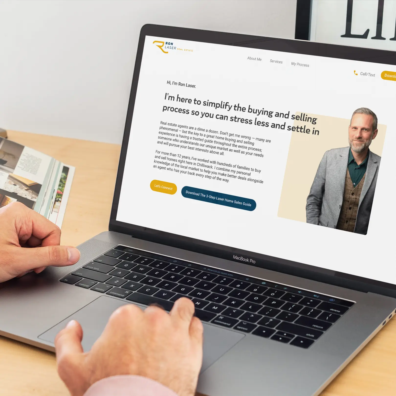 Ron Laser website displayed on a digital device mockup