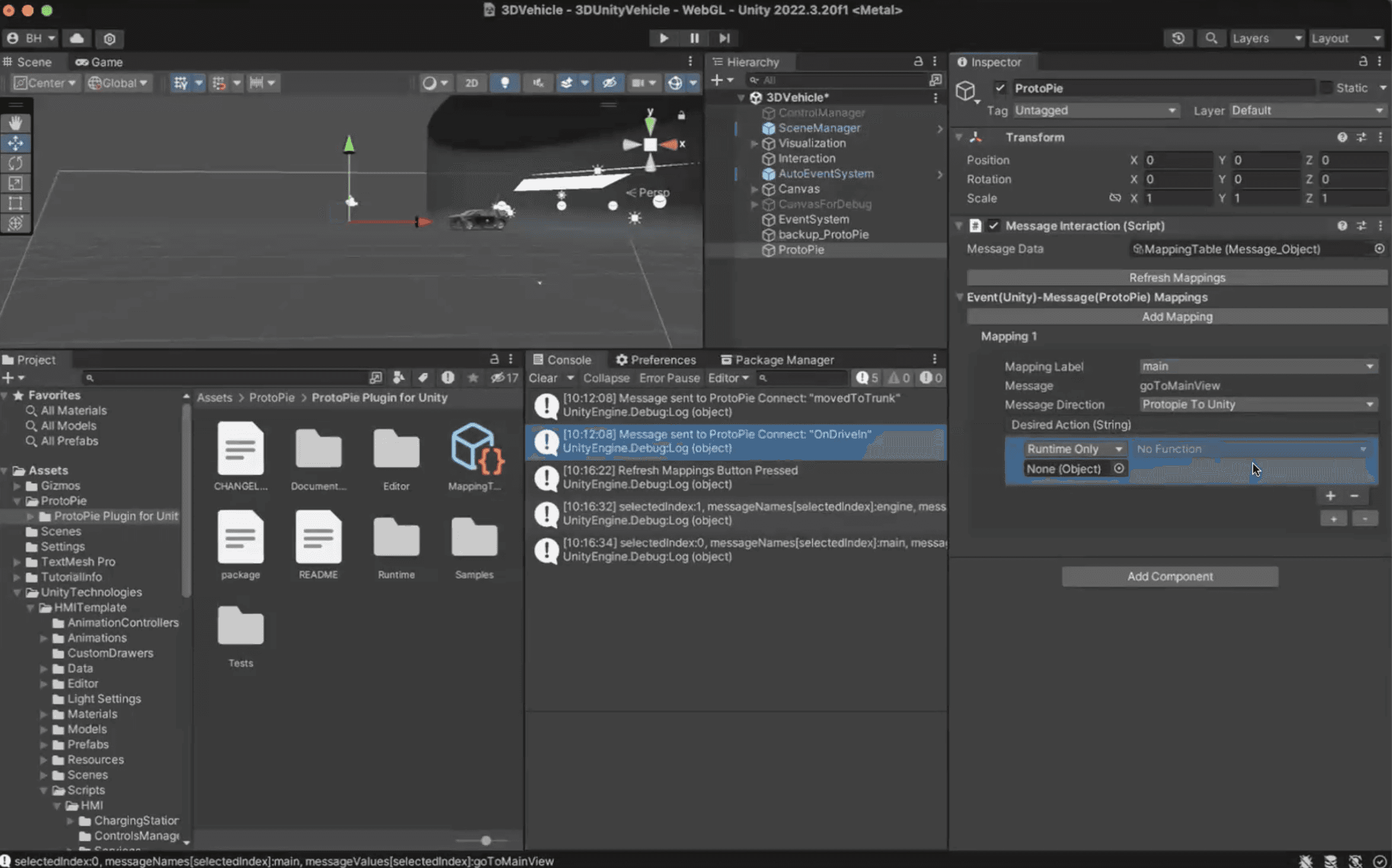 Mapping messages inside Unity.