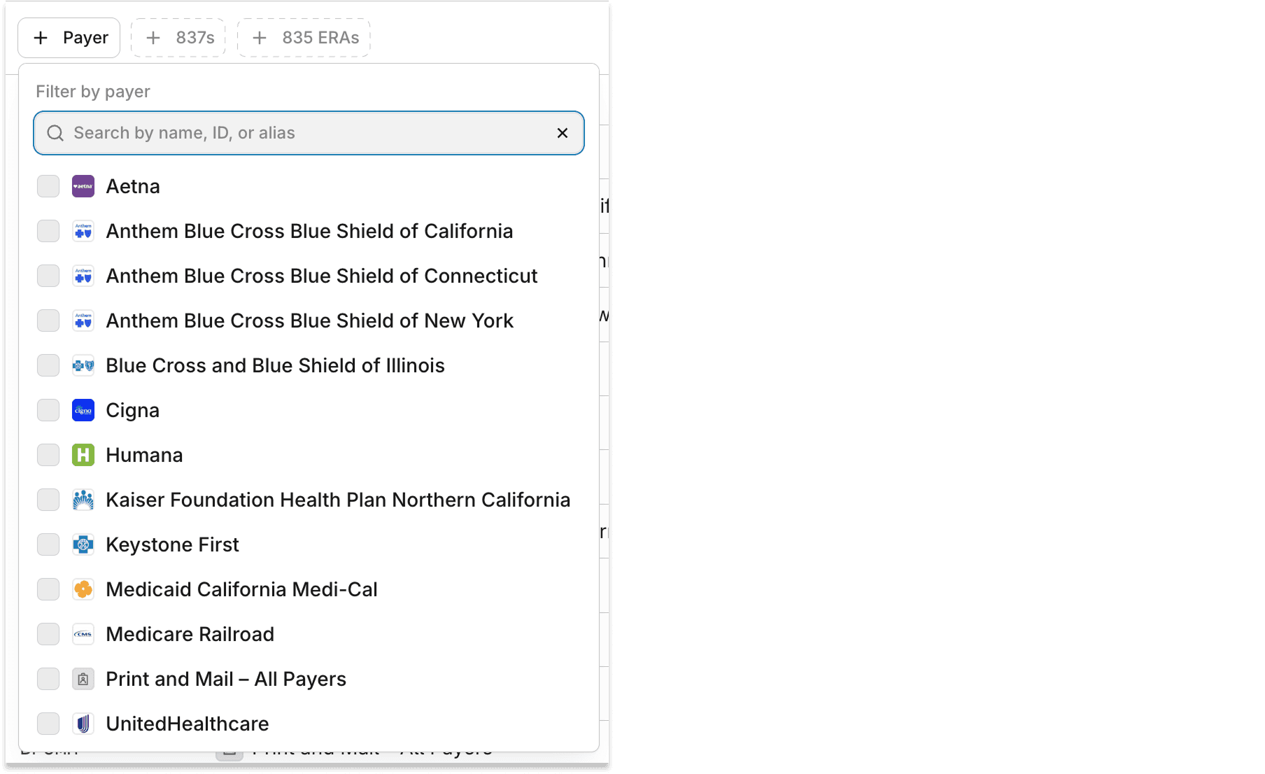 Filter payers in My Payers view