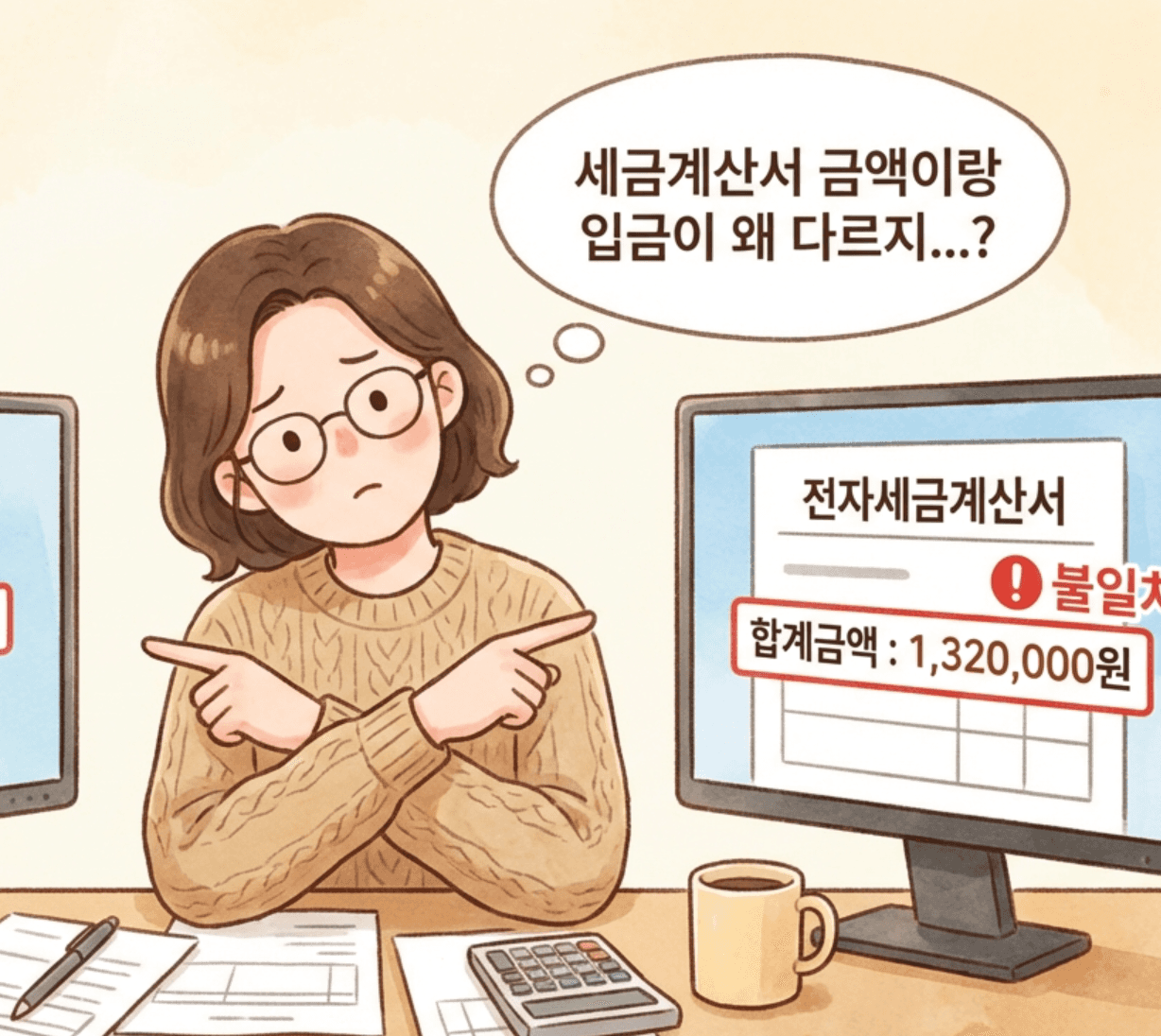 세금계산서랑 입금 불일치