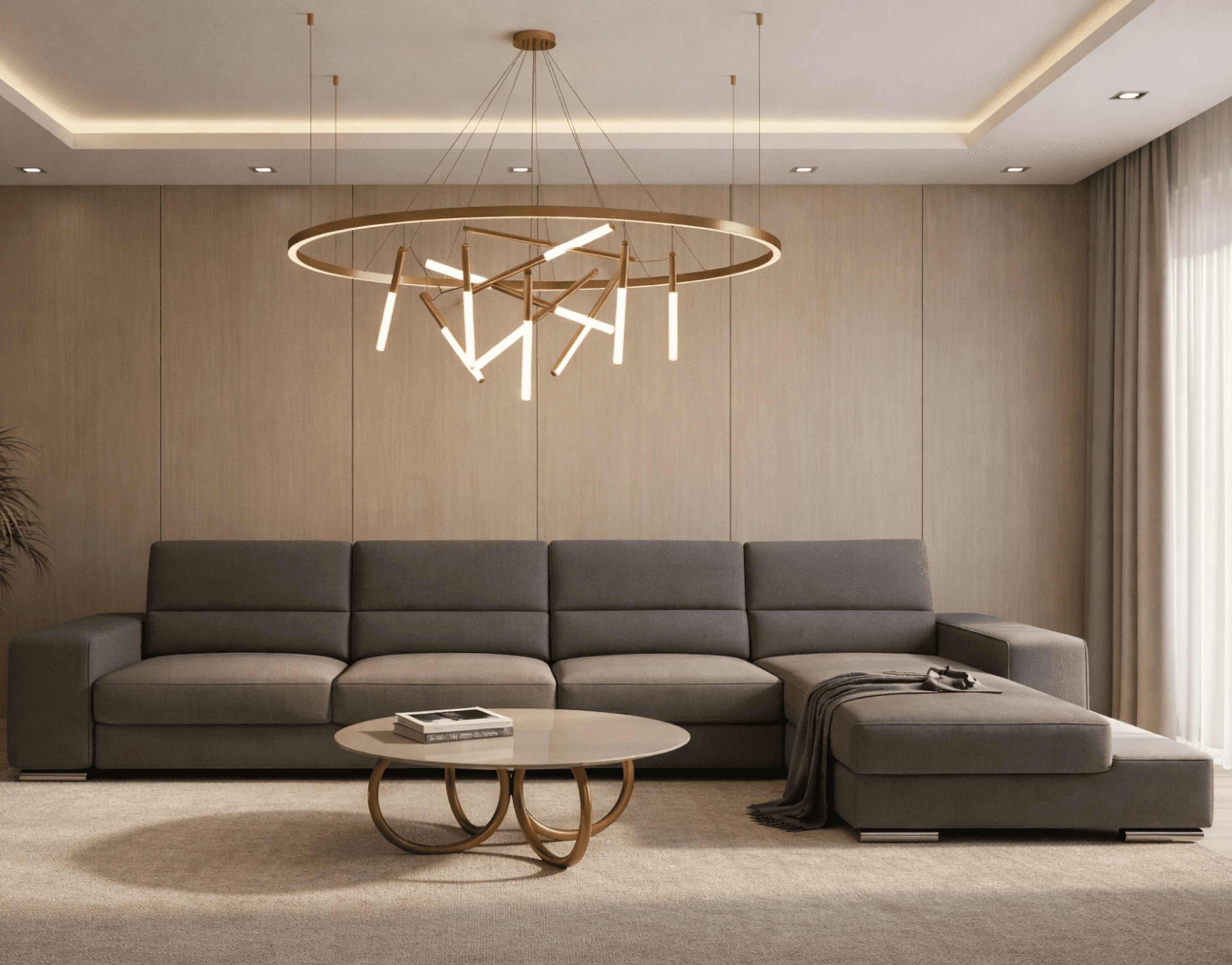 Plum velvet 3-seater with channel tufting and gold-toned legs.